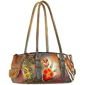Anuschka Multi Compartment Small Satchel Premium Floral Safari Leather Handbags