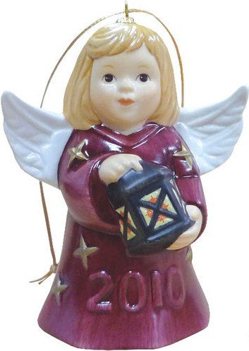 2010 Annual Dated Goebel Angel Bell Ornament - Burgundy - 35th Edition
