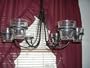 Wrought Iron 6 Arm Votive Candle Chandelier w/ Pots-Hand Made