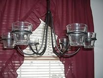 Wrought Iron 6 Arm Votive Candle Chandelier w/ Pots-Hand Made