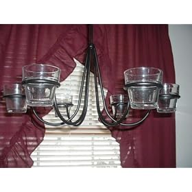Wrought Iron 6 Arm Votive Candle Chandelier w Pots-Hand Made by Hand Crafted & American Made!