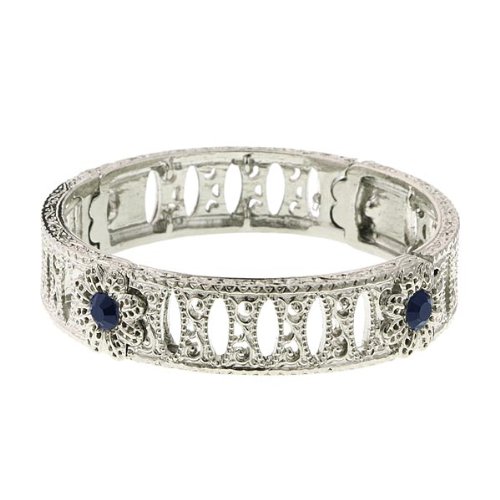 Liliana Silver Thin Stretch Cuff Bracelet