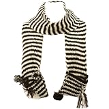 Winter Hand Knit Zebra Animal Face and Tail Long Scarf Shawl Ski Hat with Pockets