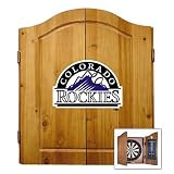 Imperial Colorado Rockies Licensed Solid Pine Cabinet and Bristle Dartboard Set