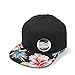 Premium Floral Hawaiian Cotton Twill Adjustable Snapback Hats Baseball Caps (Hawaiian/Black/Black Flat)