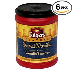Folgers Flavors French Vanilla Ground Coffee, 11.5-Ounce Tubs (Pack of 6)