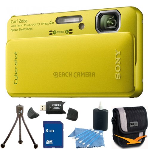 Sony Cyber-Shot DSC-TX10 16.2 MP Waterproof Digital Still Camera with Exmor R CMOS Sensor, 3D Sweep Panorama and Full HD 1080/60i Video (Green)8GB Bundle - Includes DSC-TX10 (Green) Digital Camera, 8 GB Memory Card, Camera Carrying Case, Memory Card Re
