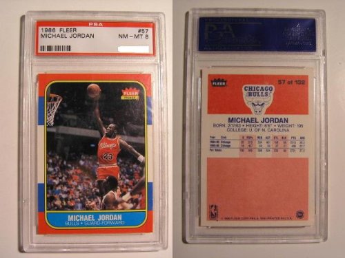 1986 Fleer Premier #57 Chicago Bulls Michael Jordan Rookie PSA 8 Basketball Card
