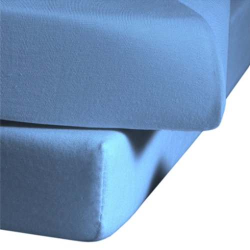fleuresse Spannlaken 9100-6031, 160/200 cm colours Mako Satin, Farbe Himmelblau, 100% Baumwolle