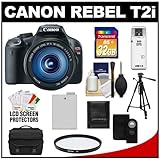 Canon EOS Rebel T2i 18.0 MP Digital SLR Camera Body & EF-S 18-135mm IS Lens (Black) with 32GB Card + Battery + Case + Lens Set + UV Filter + Remote + Tripod + Cleaning Kit