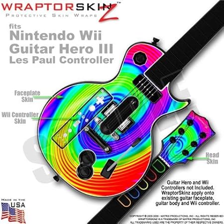 Rainbow Swirl Skin by WraptorSkinz TM fits Nintendo Wii Guitar Hero III (3) Les Paul Controller (GUITAR NOT INCLUDED)