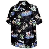 Christmas Tropical Beach Surfing Santa Claus Camp Shirt
