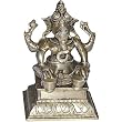 Sitting Ganesa Brass Statue Playing Manjira