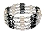 Magnetic Wrap Necklace/Bracelet - Clear with Pearls 36 Inches in Length