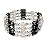 Magnetic Wrap Necklace Bracelet - Clear with Pearls 36 Inches in Length