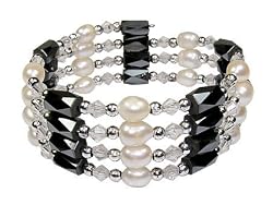 Magnetic Wrap Necklace/Bracelet - Clear with Pearls 32 Inches in Length