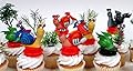 TURBO 14 Piece Birthday CUPCAKE Topper Set Featuring TURBO Figures and Decorative Themed Accessories, Figures Average 1" to 3" Inches Tall