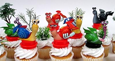 TURBO 14 Piece Birthday CUPCAKE Topper Set Featuring TURBO Figures and Decorative Themed Accessories, Figures Average 1" to 3" Inches Tall