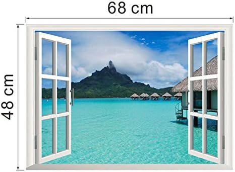 3D Window Home Decor Wall Sticker Wall Decals Beautiful Sea Mural