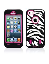Wireless: iPhone 5 Case, MagicMobile? Hybrid Shockproof Impact Resistant Rugged Armor Defender with Biult-in Screen Protector / Color: Black - Pink / Pattern Design: Animal Zebra - MagicMobile