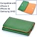 Green Litchi Lines Leather Wallet Case Cover with Card Pouch Slot for iPhone4 iPhone4S Samsung i9100