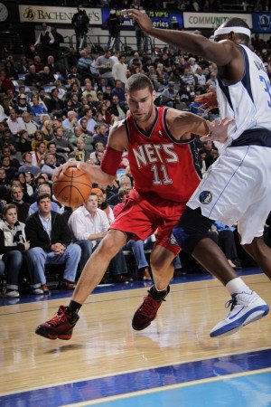 New Jersey Nets v Dallas Mavericks: Brook Lopez and Brendan Haywood Photographic Poster Print by Glenn James, 24x36