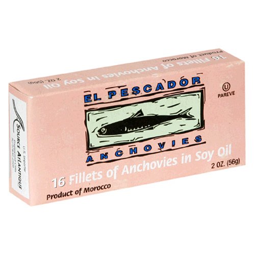 El Pescador Flat Anchovies in Soy Oil, 2-Ounce Boxes (Pack of 25)
