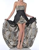 Zeilei 9513 Animal Print Hi-low Strapless Homecoming Pageant Dress