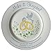 Personalized Bone China Commemorative Plate For A 60th Wedding Anniversary - Rings And Doves Design With 2 Silver Bands