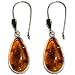 Certified Genuine Honey Amber and Sterling Silver Classic Drop Earrings