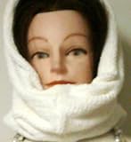 Hand Machine Knitted Finished with Hand Crochet Natural One Hundred Per Cent Rayon Chenille Neck Scarf Tube Balaclava