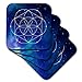 3D Rose Sacred Circles Flower Geometry On A Brilliant Blue Galaxy Background Ceramic Tile Coasters, Multicolor