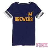 Milwaukee Brewers Victoria's Secret PINK&Atilde;&macr;&Acirc;&iquest;&Acirc;&frac12; V-Neck Half Sleeve Tee