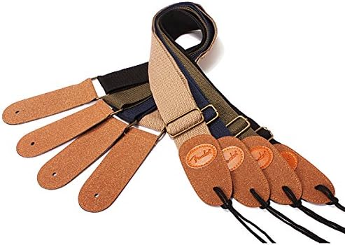BephaMart BLACK STRAP with Leather Ends for FENDER ACOUSTIC OR ELECTRIC GUITA