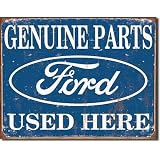 Genuine Ford Parts Used Here Distressed Retro Vintage Tin Sign