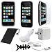 **8-Item Accessory Bundle** for Apple iPhone 3G 3Gs 3G s 8GB 16GB 32GB Includes: Transparent Clear Snap On Crystal Hard Cover Case + Black Rubber Silicone Skin Case + Clear Reusable LCD Screen Protector + USB Car Charger Power Adapter + USB Home Travel Charger Power Adapter + Retractable USB Data Sync Cable + Fishbone Earphone Cord Management + Mesh Travel Bag