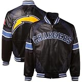NFL San Diego Chargers Black-Navy Blue Elite Varsity Full Zip Leather Jacket (Medium)