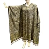 IMAGE OF Women Long Sleeves Paisley Cotton Kaftan Caftan In Jamawar Design From India (Free Shipping) Cftn0122r