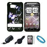 Purple Flower Design 2 Piece Protective Snap-On Case for HTC Thunderbolt 4G ....