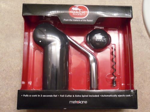 Metrokane Jack Rabbit Corkscrew, Grey with Foil Cutter and Extra Spiral
