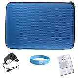 Blue Hard Cube Nylon Carrying Case for Amazon Kindle 2 which INCLUDES Wristband, Screen Guard, and Wall Charger