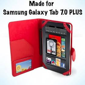 Samsung Galaxy Tab 7.0 Plus 7-Inch Tablet Red Leather Executive Folio Case / Cover