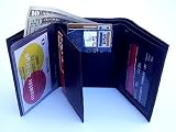 Mens Black Leather Wallet Lamb Classic Trifold 731