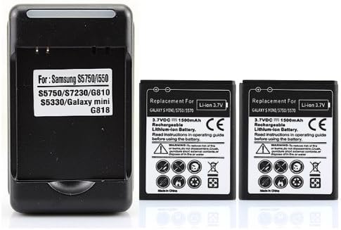 Generic 2 x 1500mAh Battery with Wall Charger For Samsung Galaxy S Mini S5570 S5570 S5330 551 723