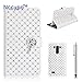 LG G3 Case Nccypo Fashion Bling Twinkling Crystal Folio Leather Slim Protective LG G3 Phone Case For LG G3[Metal Wrist Wallet-White] with Card Slots and Stylus