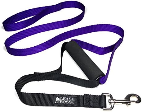 Leashboss Lite - Two Handle Training Leash for Large Dogs - Heavy Duty Double Traffic Handle Lead - Made in USA (Purple)