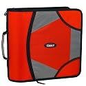 Case-it D-185 XLarge Capacity Zipper Binder with 5-Tab File Folder - Red