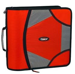 Case-it D-185 XLarge Capacity Zipper Binder with 5-Tab File Folder - Red