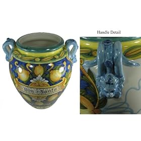 Italian Majolica Umbrella Stand Urn by 
