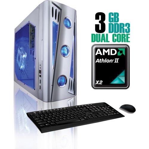 CybertronPC X-Cruiser2 CAAN1120USL, Silver, AMD ATHLON II X2 Dual Core 2.8GHz, 3GB DDR3, 320GB HDD, DVDRW, ATI RADEON HD4350, 400 Watt Power Supply, No O/S, 1 Year Parts & Labor Warranty